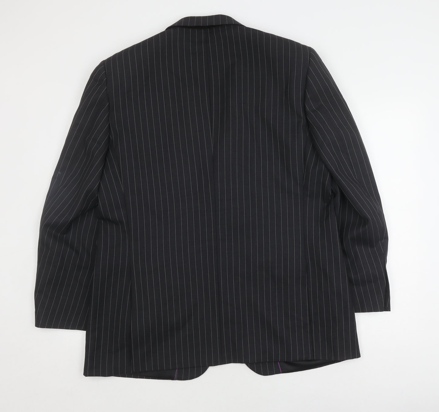 Men's Black Striped Wool Suit Jacket 42 Regular