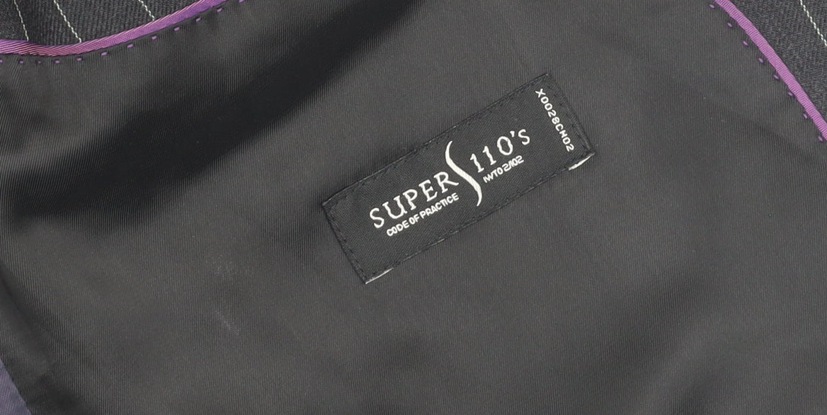 Men's Black Striped Wool Suit Jacket 42 Regular