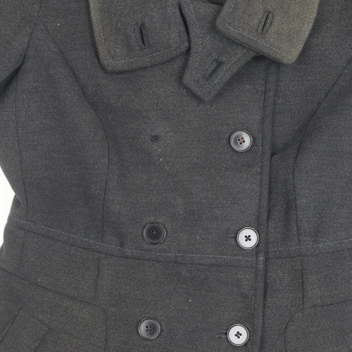 Zara Men's Grey Pea Coat Medium Double-Breasted Winter