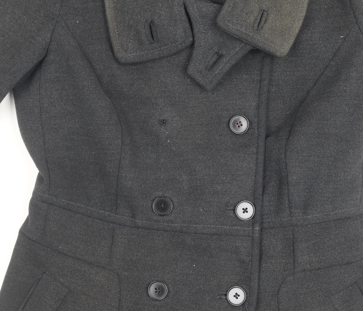 Zara Men's Grey Pea Coat Medium Double-Breasted Winter