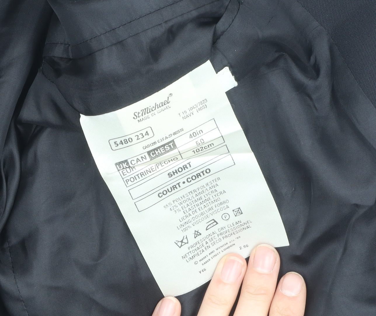 Marks and Spencer Men's Blue Blazer 40S Double-Breasted