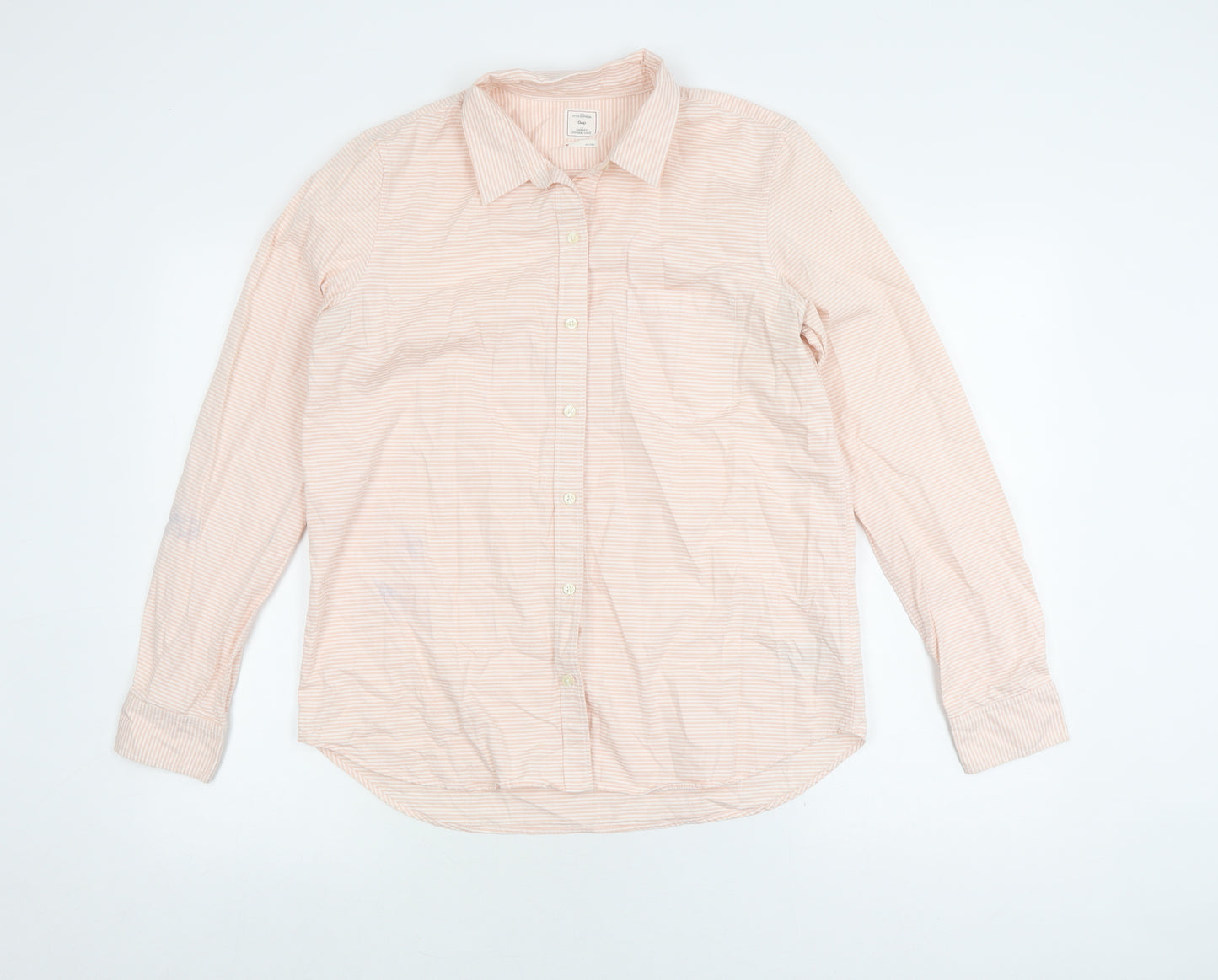 Gap Men's Peach Striped Casual Shirt M Fitted