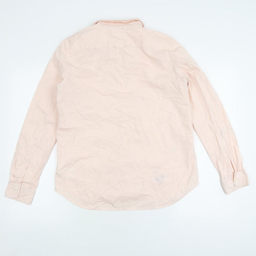 Gap Men's Peach Striped Casual Shirt M Fitted
