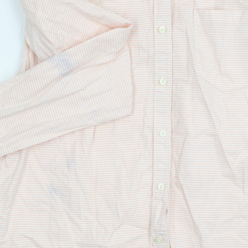 Gap Men's Peach Striped Casual Shirt M Fitted