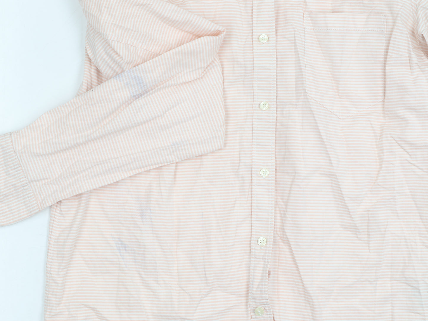 Gap Men's Peach Striped Casual Shirt M Fitted