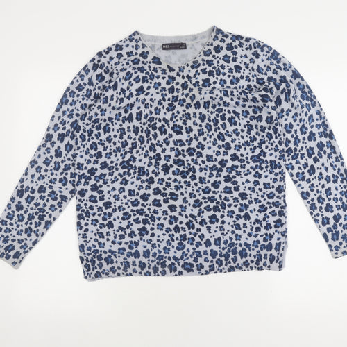 Marks and Spencer Women's Blue Animal Print Jumper Size 14