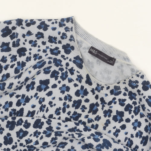 Marks and Spencer Women's Blue Animal Print Jumper Size 14