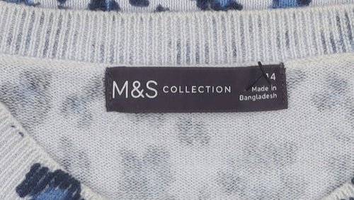 Marks and Spencer Women's Blue Animal Print Jumper Size 14