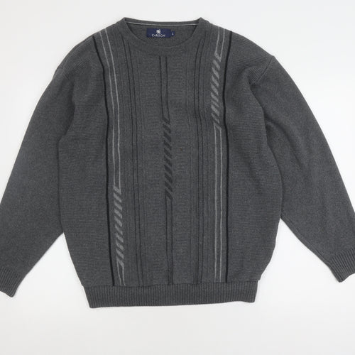 Carson Men's Grey Pullover Jumper Size L Geometric