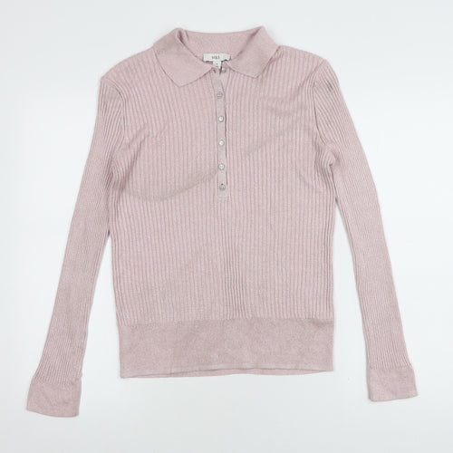 Marks and Spencer Women's Pink Knit Polo Top Size 14
