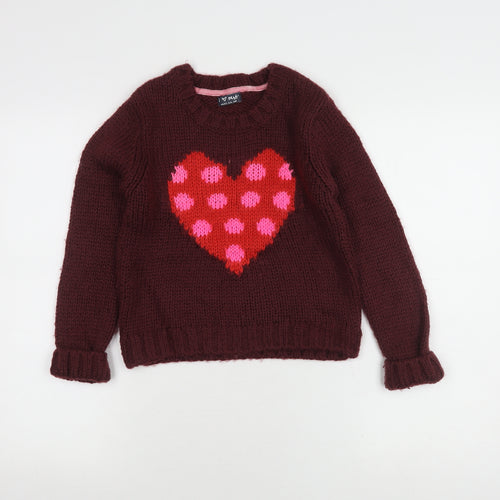 Next Girls Red Heart Pullover Jumper 9-10 Years