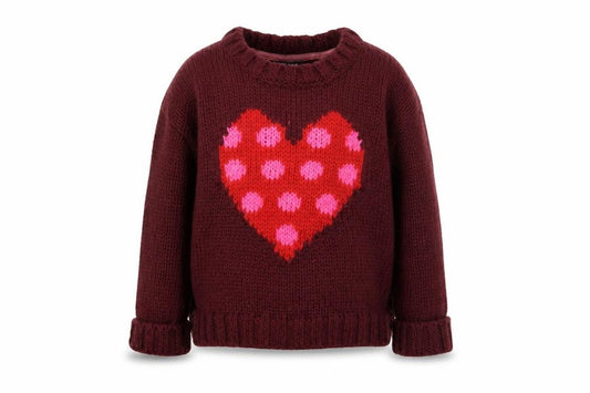 Front view of Next girls’ red heart jumper 9-10 years