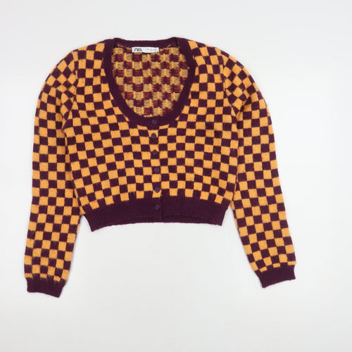 Zara Women's Multicoloured V-Neck Cardigan M