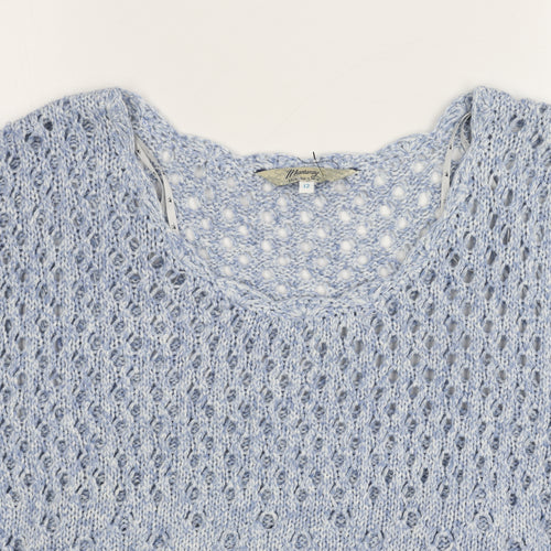 Mantaray Women's Blue Cropped Knit Blouse Size 12