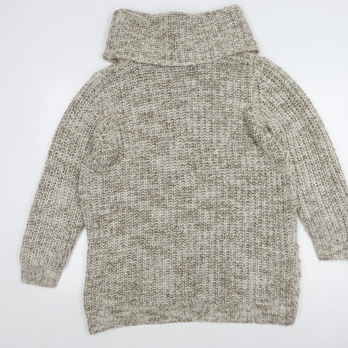 H&M Women's Beige Roll Neck Cable-Knit Jumper, M