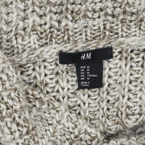 H&M Women's Beige Roll Neck Cable-Knit Jumper, M