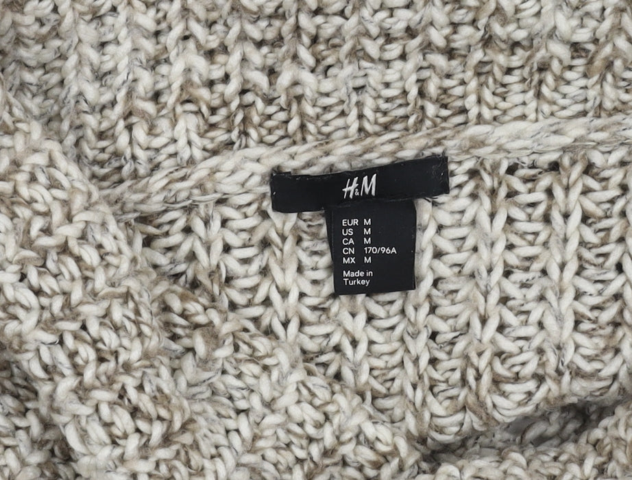 H&M Women's Beige Roll Neck Cable-Knit Jumper, M