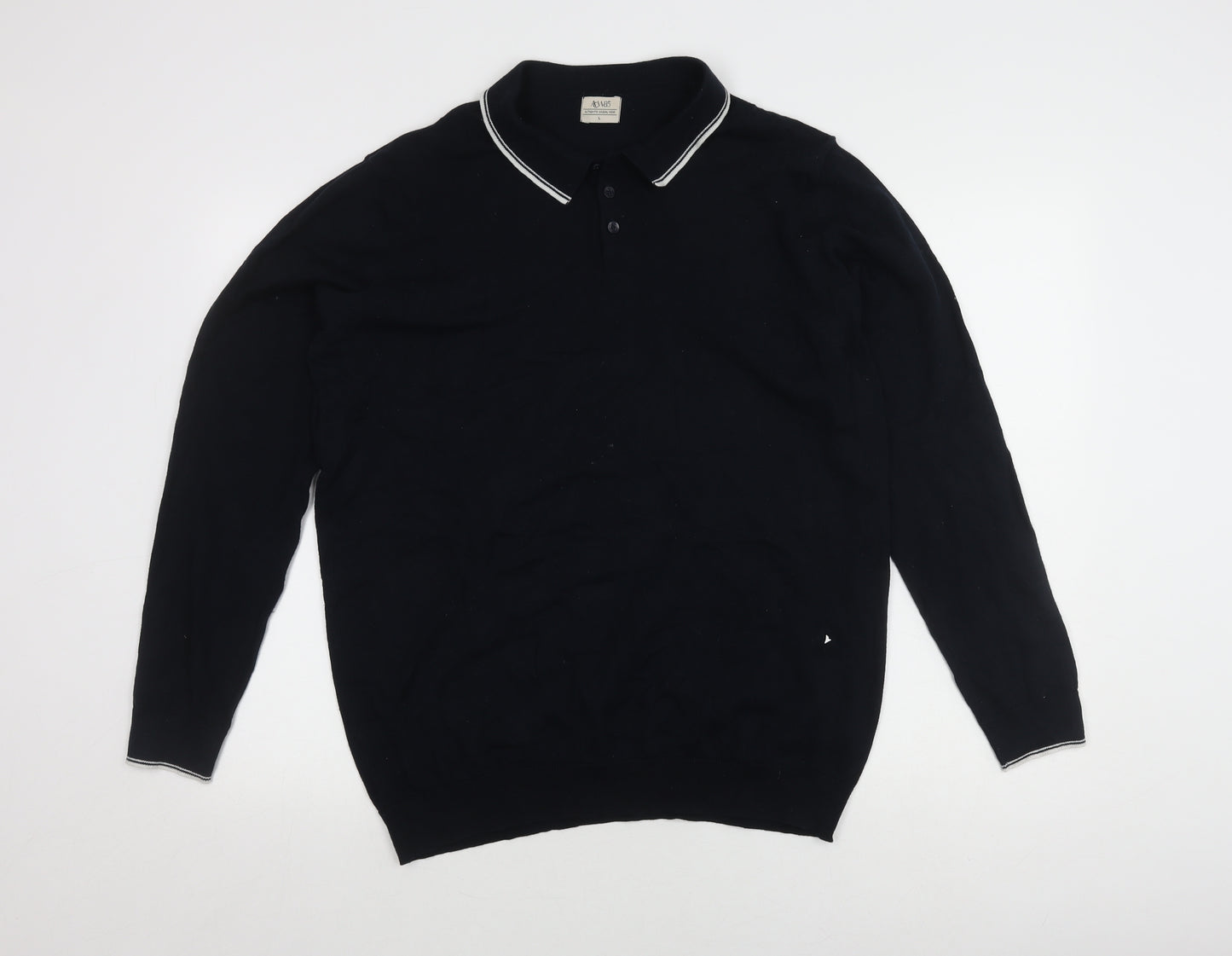 ACW85 Men's Black Long Sleeve Polo Shirt Large