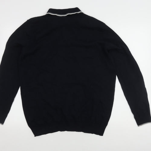ACW85 Men's Black Long Sleeve Polo Shirt Large