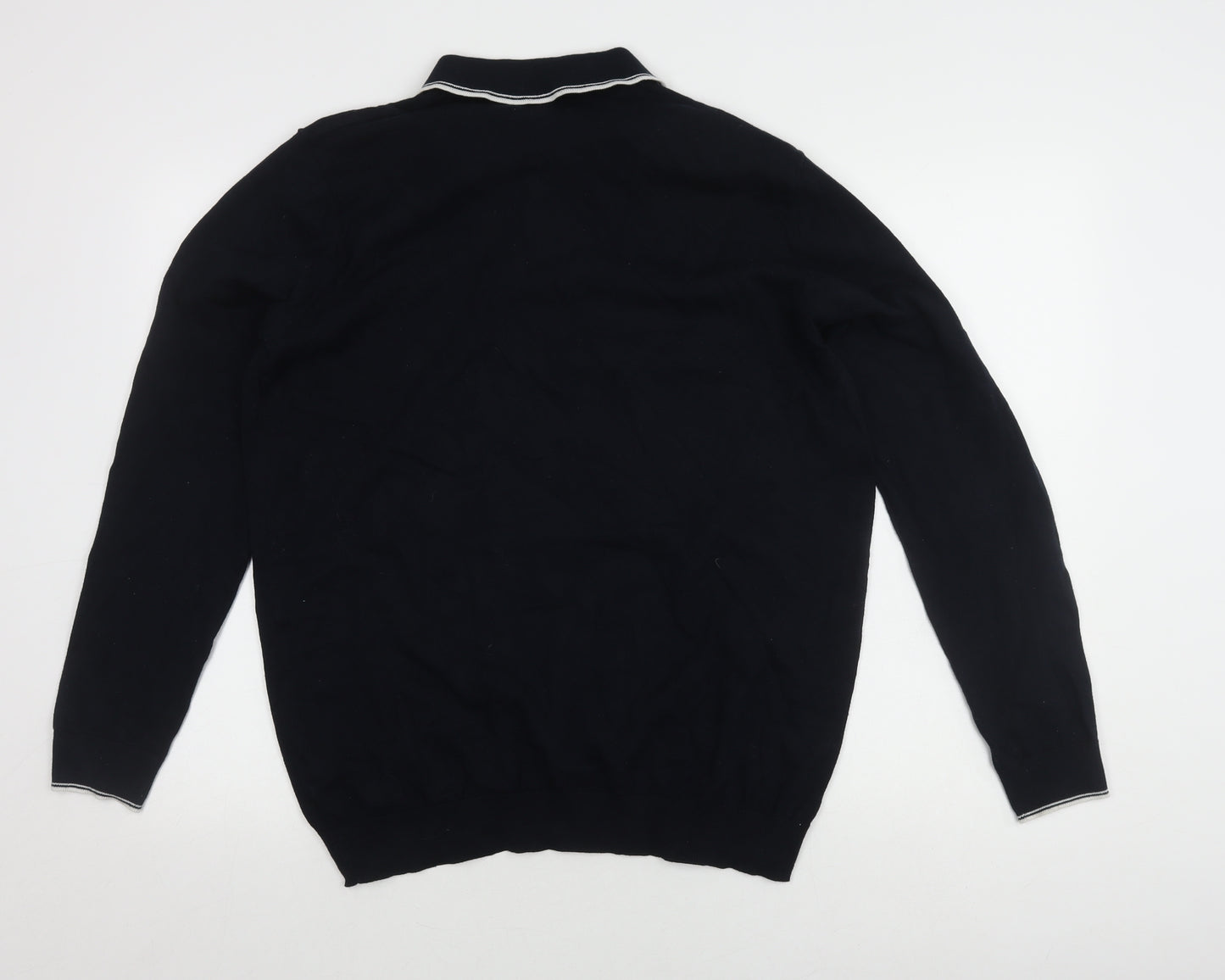 ACW85 Men's Black Long Sleeve Polo Shirt Large