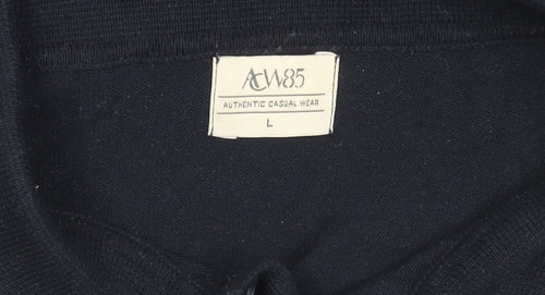 ACW85 Men's Black Long Sleeve Polo Shirt Large