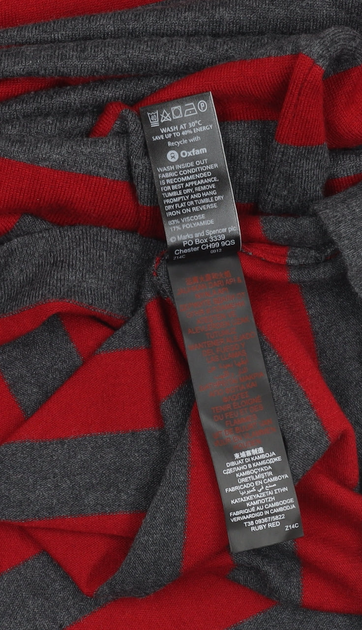 Marks and Spencer Women's Red Striped Knit Dress, Size 14