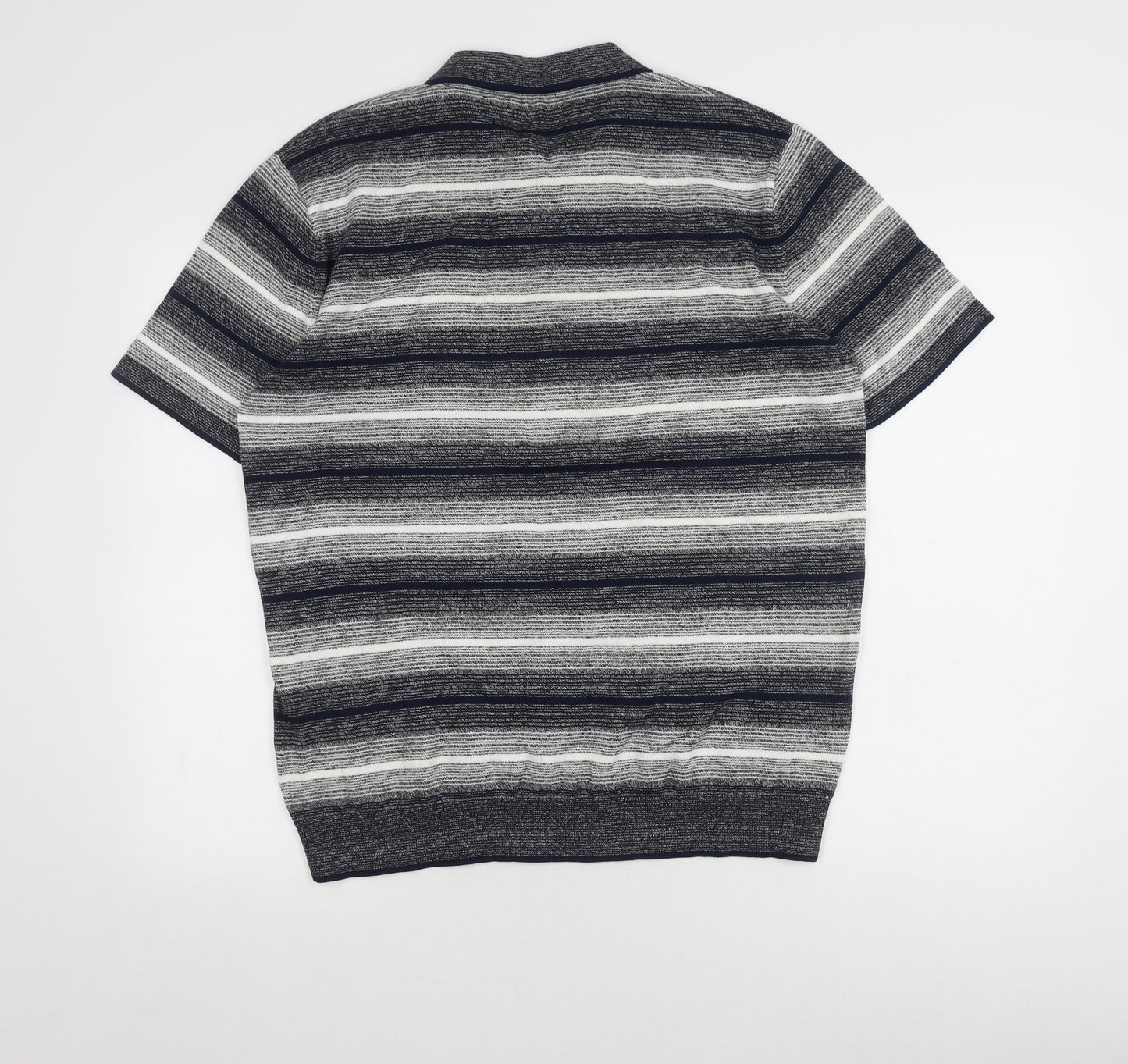 Next Men's Blue Striped Polo Shirt Size L