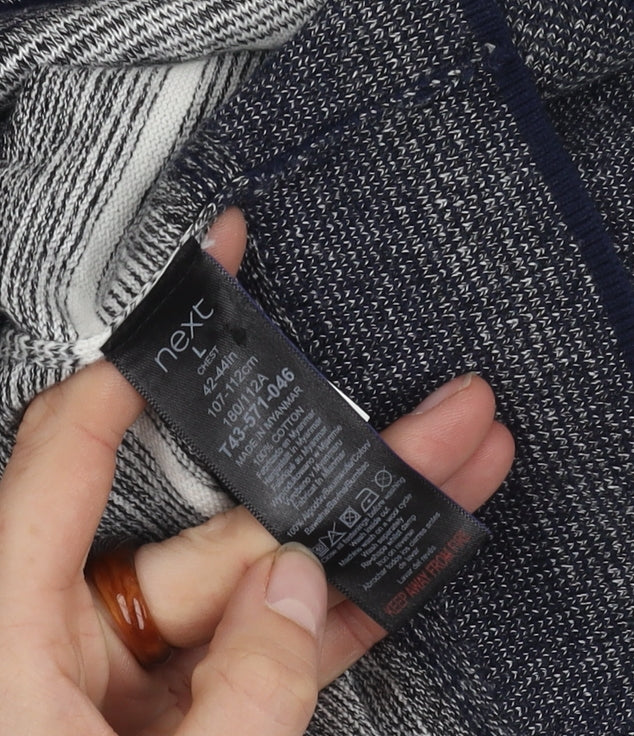 Next Men's Blue Striped Polo Shirt Size L