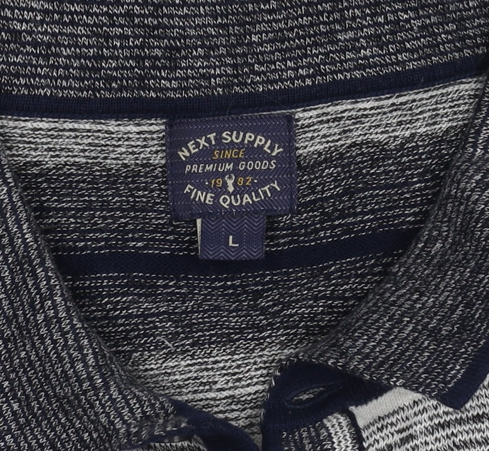 Next Men's Blue Striped Polo Shirt Size L
