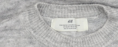 H&M Girls Grey Pullover Jumper, Size 12-13 Years