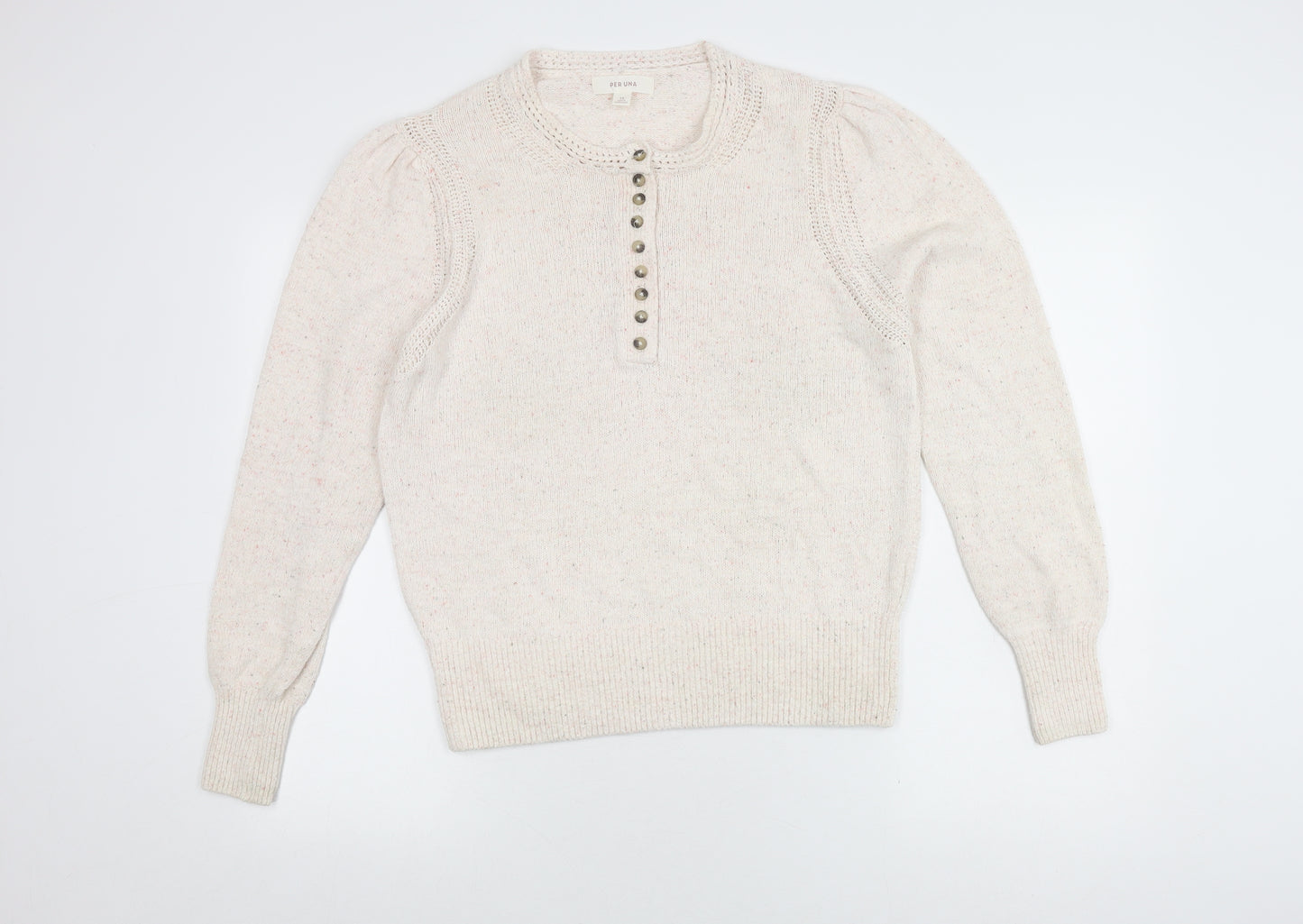 Per Una Women's Ivory Henley Jumper, Size 14