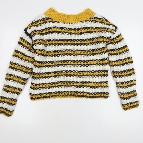 Topshop Women's Multicoloured V-Neck Jumper - Size 6