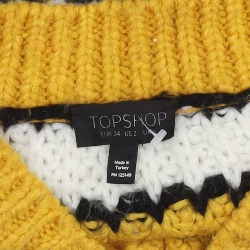 Topshop Women's Multicoloured V-Neck Jumper - Size 6