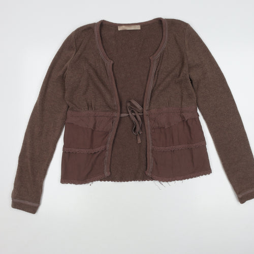 Culture Women's Brown Cardigan M Knit Open Pockets