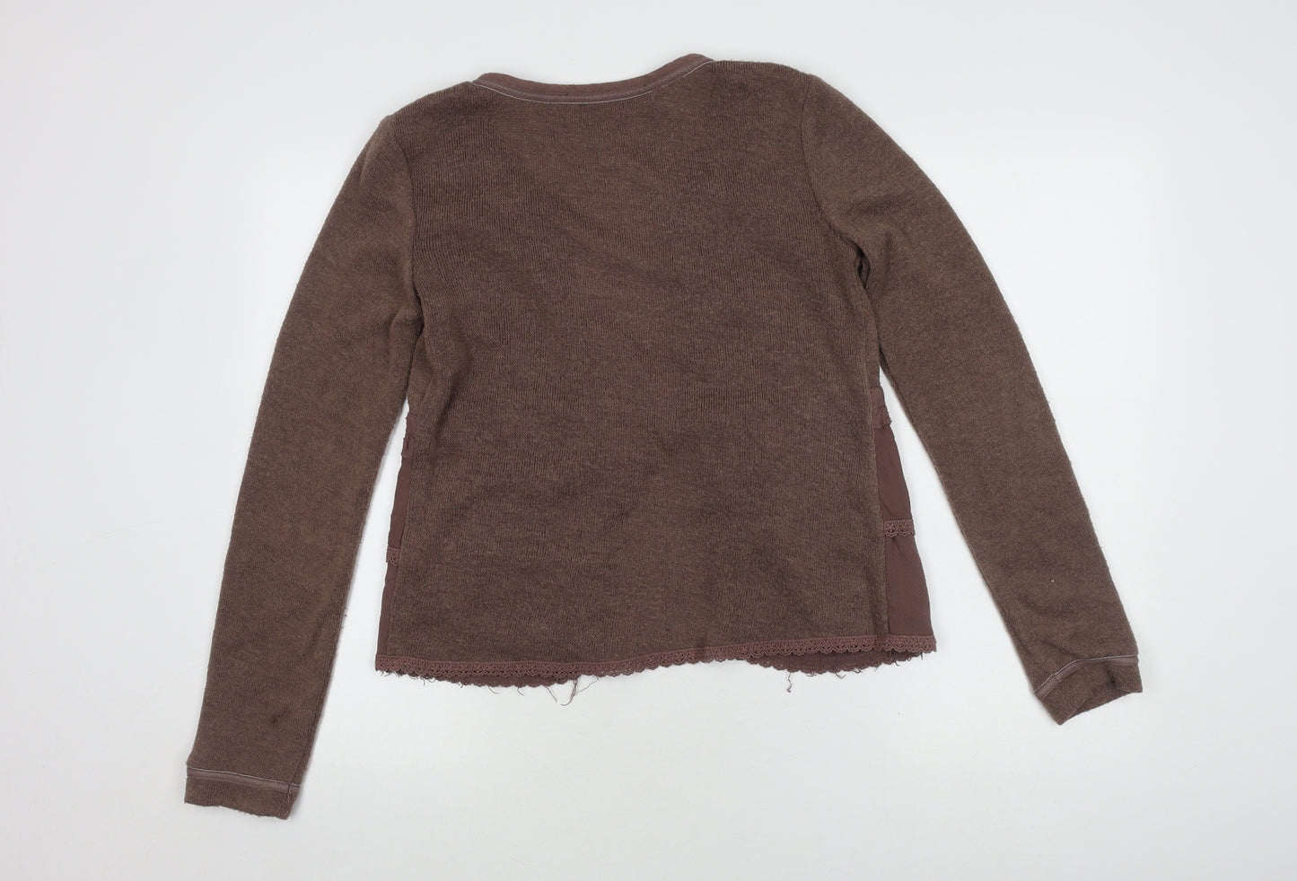 Culture Women's Brown Cardigan M Knit Open Pockets