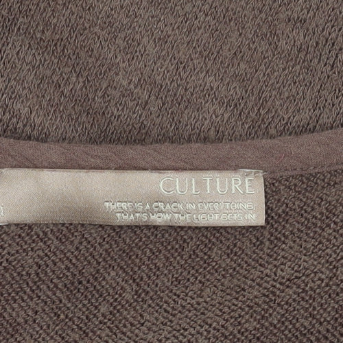 Culture Women's Brown Cardigan M Knit Open Pockets