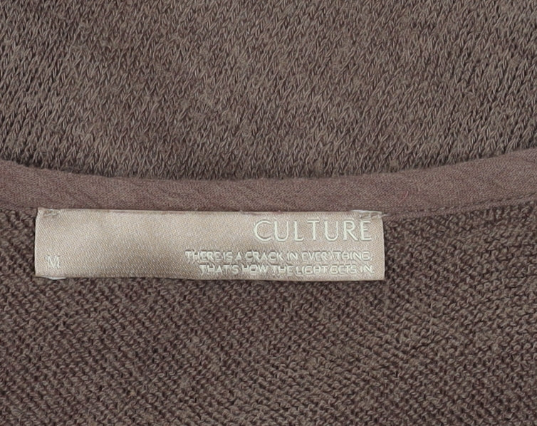 Culture Women's Brown Cardigan M Knit Open Pockets