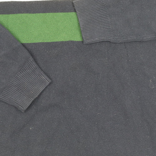 H&M Men's L Black Green Ivory Striped Pullover