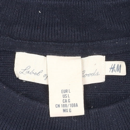 H&M Men's L Black Green Ivory Striped Pullover