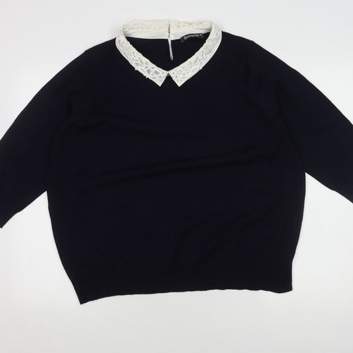Bonmarché Women's Black XL Collared Pullover