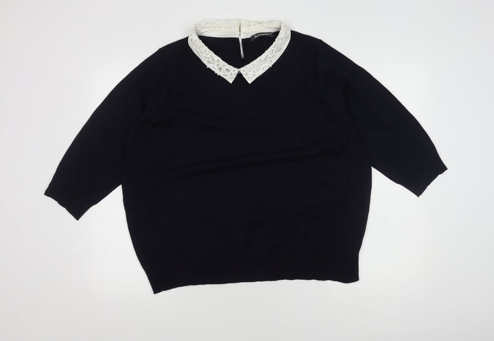 Bonmarché Women's Black XL Collared Pullover
