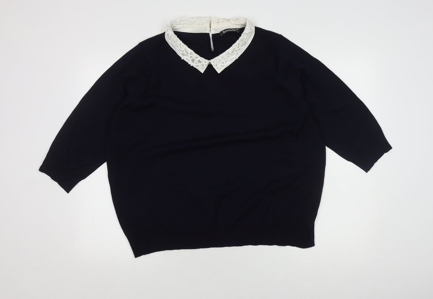 Bonmarché Women's Black XL Collared Pullover