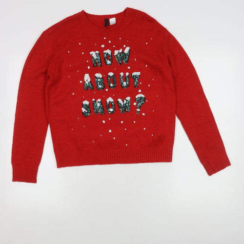 Levaca Women's Red Sequin Pullover Jumper, Size S