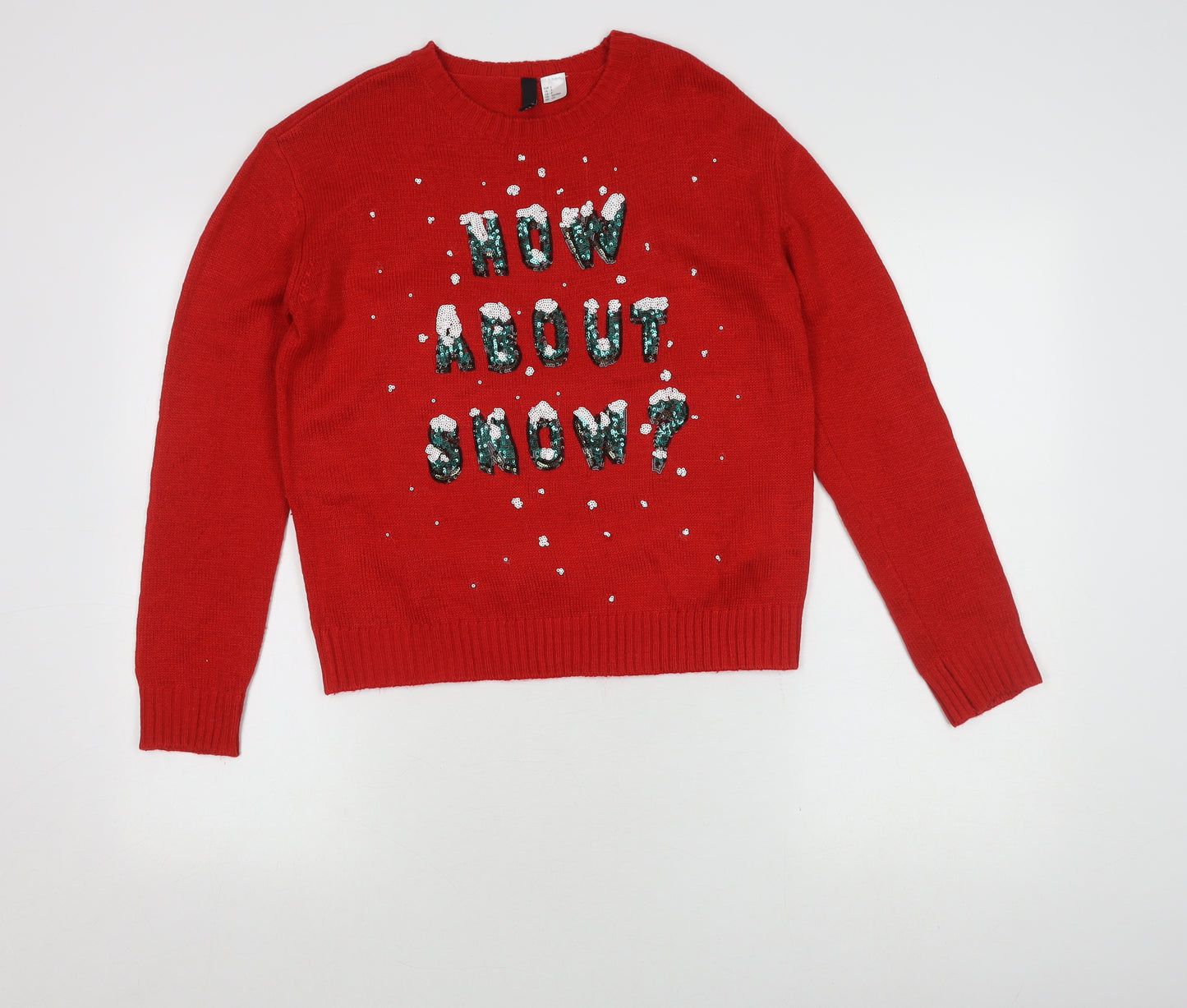 Levaca Women's Red Sequin Pullover Jumper, Size S