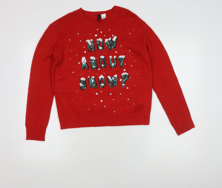 Levaca Women's Red Sequin Pullover Jumper, Size S