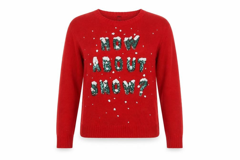 Levaca Women's Red Sequin Pullover Jumper, Size S