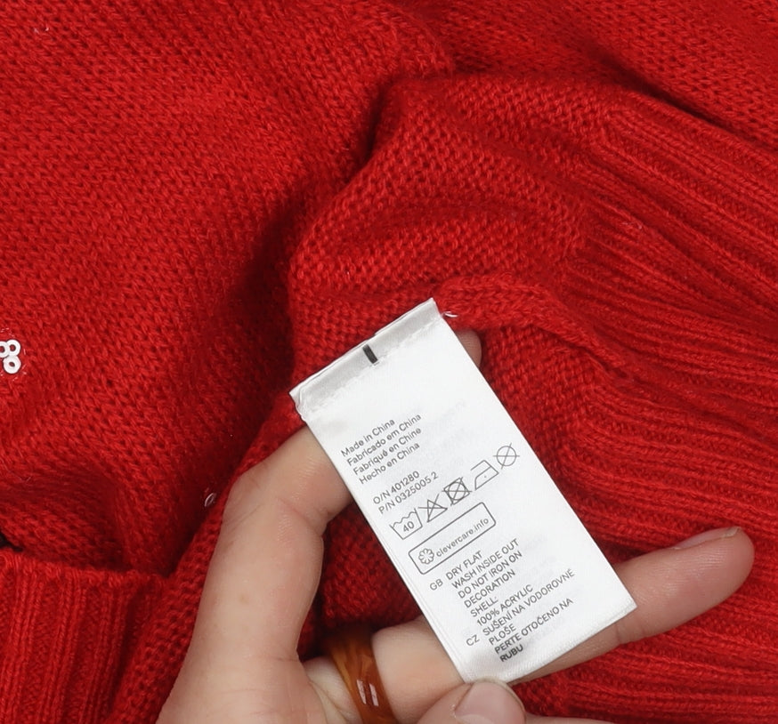 Levaca Women's Red Sequin Pullover Jumper, Size S