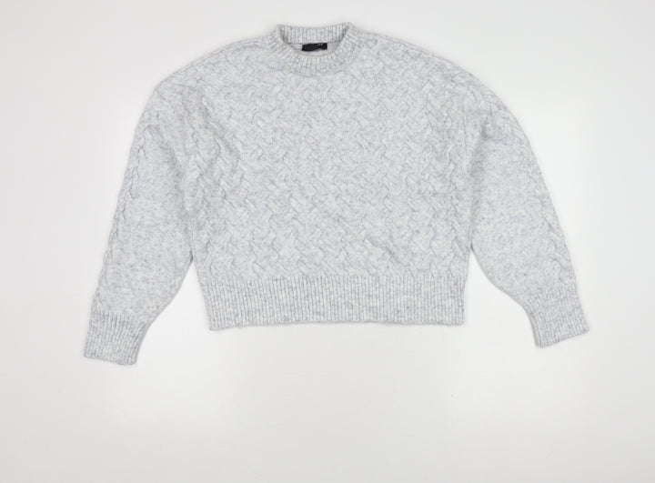 New Look Women's Grey Cable-Knit Jumper Size M