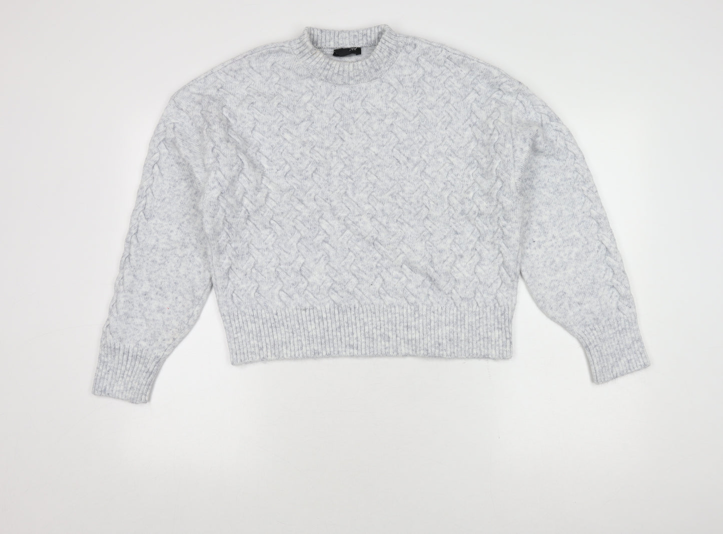 New Look Women's Grey Cable-Knit Jumper Size M