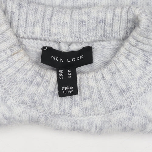 New Look Women's Grey Cable-Knit Jumper Size M